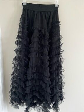 Black Ruffled Maxi Skirt